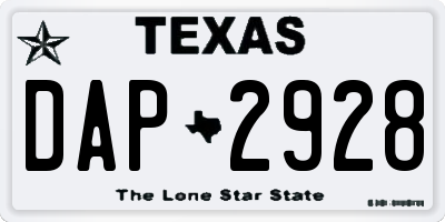 TX license plate DAP2928