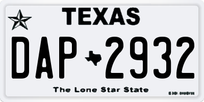 TX license plate DAP2932