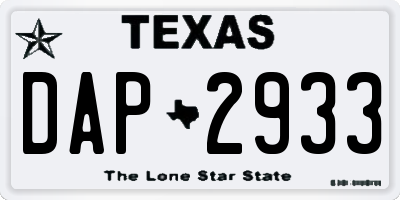 TX license plate DAP2933
