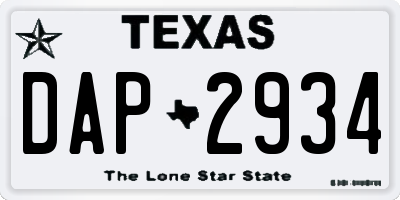 TX license plate DAP2934