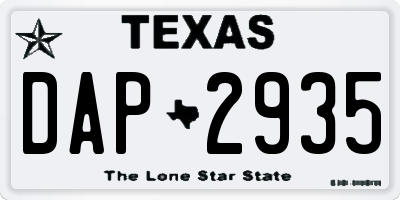 TX license plate DAP2935