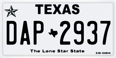 TX license plate DAP2937