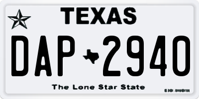 TX license plate DAP2940