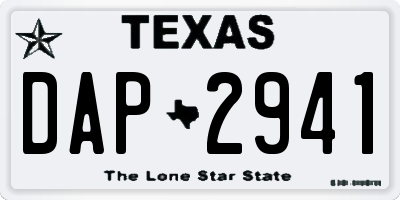 TX license plate DAP2941