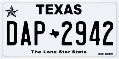 TX license plate DAP2942