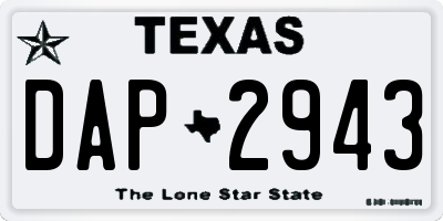TX license plate DAP2943