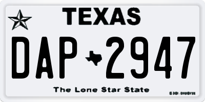 TX license plate DAP2947