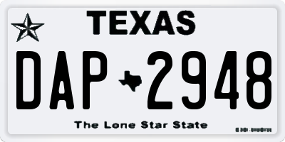 TX license plate DAP2948