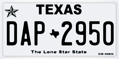 TX license plate DAP2950