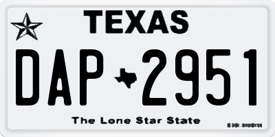 TX license plate DAP2951