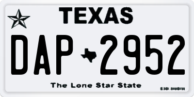 TX license plate DAP2952