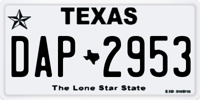 TX license plate DAP2953