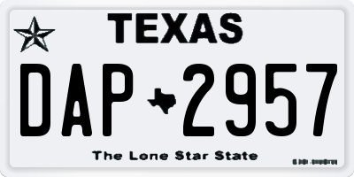 TX license plate DAP2957