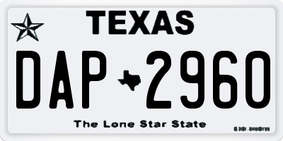 TX license plate DAP2960