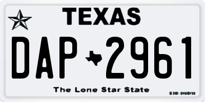 TX license plate DAP2961