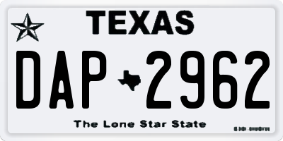 TX license plate DAP2962