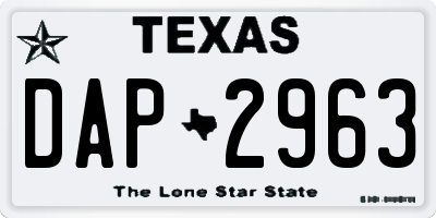 TX license plate DAP2963