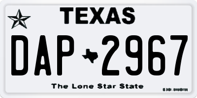 TX license plate DAP2967