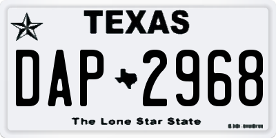 TX license plate DAP2968