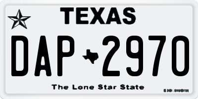 TX license plate DAP2970
