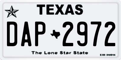 TX license plate DAP2972