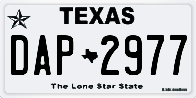 TX license plate DAP2977
