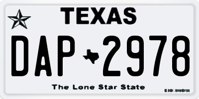 TX license plate DAP2978