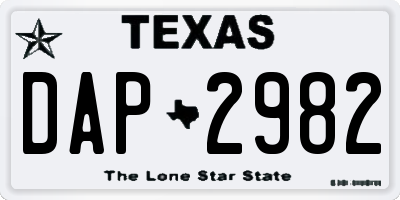 TX license plate DAP2982