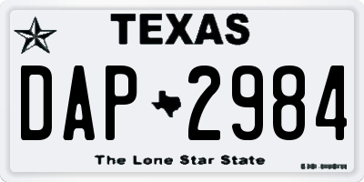 TX license plate DAP2984