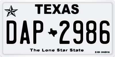 TX license plate DAP2986