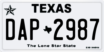 TX license plate DAP2987