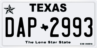 TX license plate DAP2993