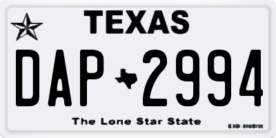 TX license plate DAP2994