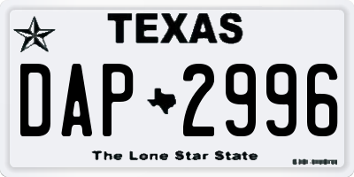TX license plate DAP2996