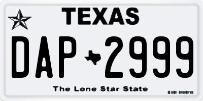 TX license plate DAP2999