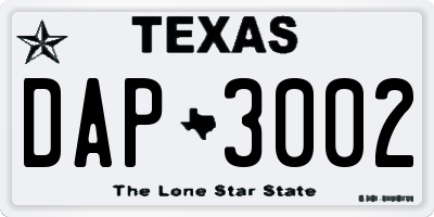 TX license plate DAP3002