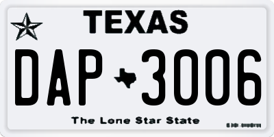TX license plate DAP3006