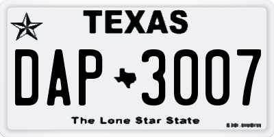 TX license plate DAP3007