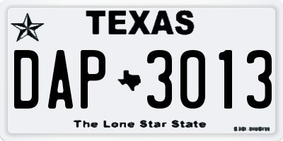 TX license plate DAP3013