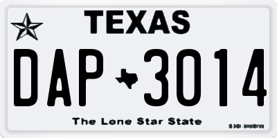 TX license plate DAP3014