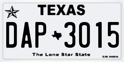 TX license plate DAP3015