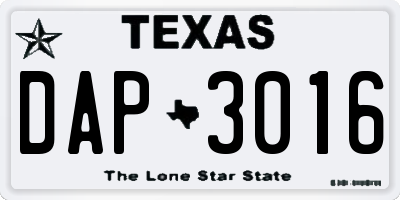 TX license plate DAP3016