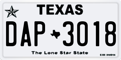 TX license plate DAP3018