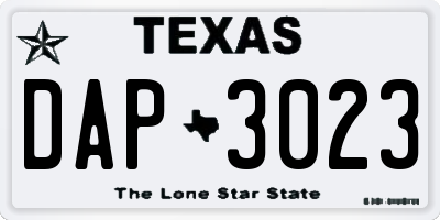 TX license plate DAP3023