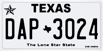 TX license plate DAP3024