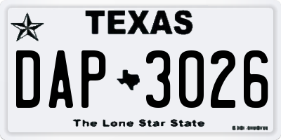 TX license plate DAP3026