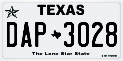 TX license plate DAP3028
