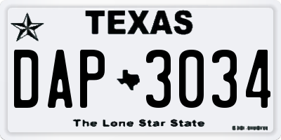 TX license plate DAP3034