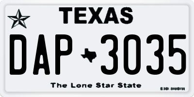 TX license plate DAP3035