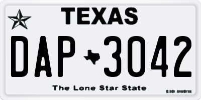 TX license plate DAP3042